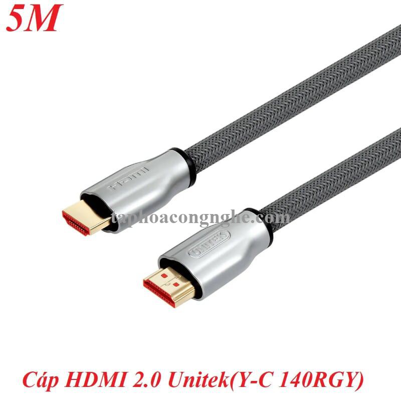 Unitek 98173 Y-C140RGY 4k 60Hz 2.0 5M Màu Xám Cáp Hdmi bọc lưới cao cấp 30098173